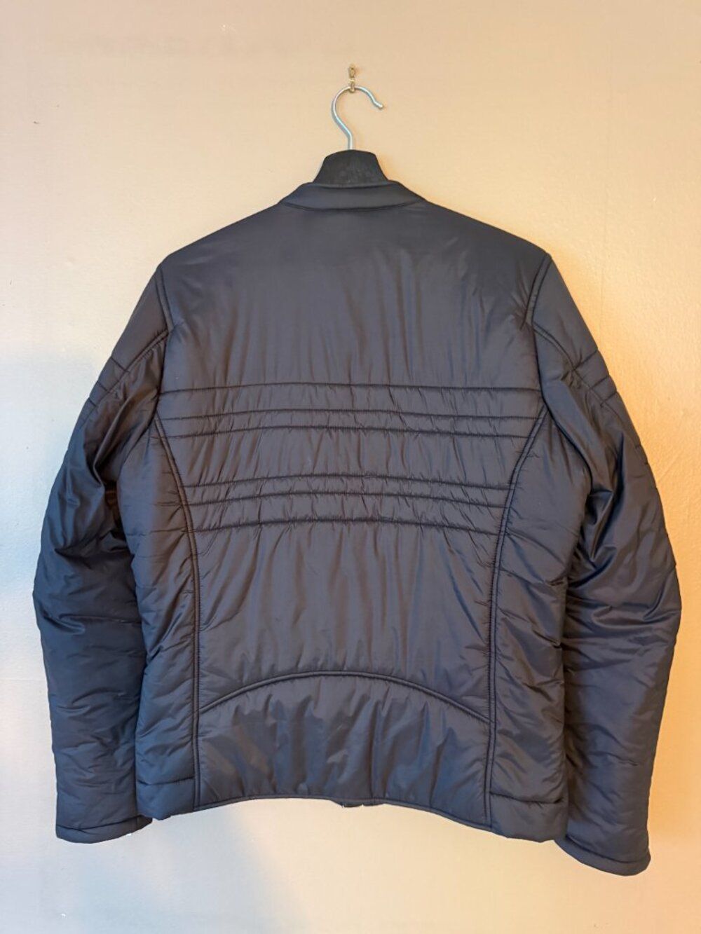 Diesel Black Quilted Nylon Moto Puffer Jacket Cosmic Noise Men's Size M - Picture 10 of 10